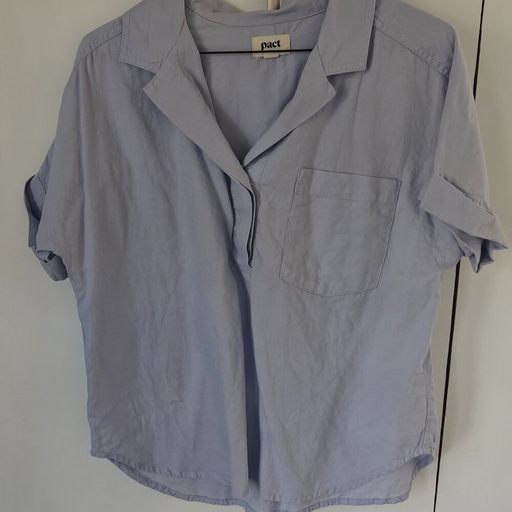 Pact Light Gauze Popover Top - Small, Icelandic Blue